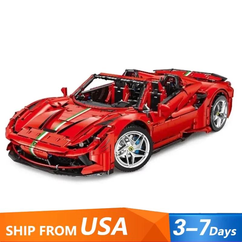 

3781PCS MOC F8 Classic Red Supercar Building Blocks High Difficulty Technical Assembly Racing Model Toys for Boy Collection Gift