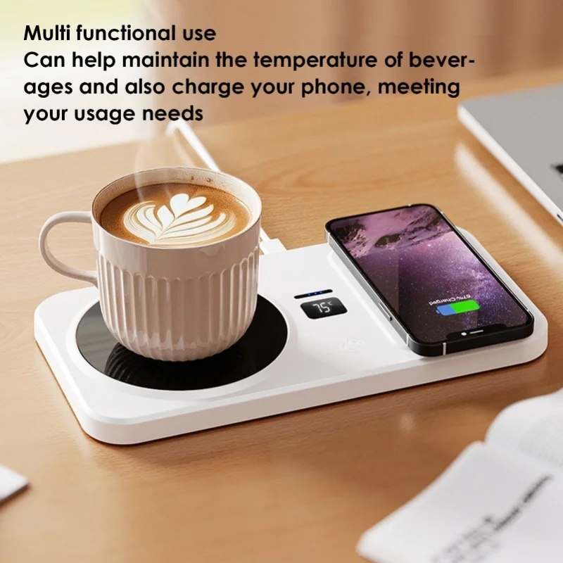 Mug Warmer With Charger 3 Heat Settings 8H Auto Shut Off Multifunctional Cup Heater Electric Beverage Warmer Plate
