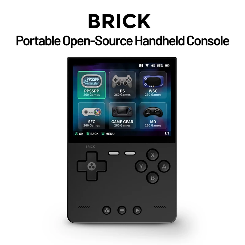 BRICK Handheld Game Console 128GB Portable Linux Video Game Console 3.2Inch 1024X768 IPS Screen Retro Game Controller A