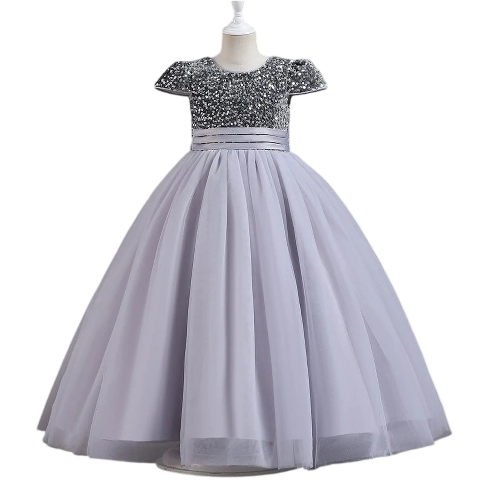 

5 10 14 Yrs Children Evening Vestidos Elegant Girls Dress Bridesmaid Sequin Long Princess Dresses Flower Elite Girl Formal Gowns