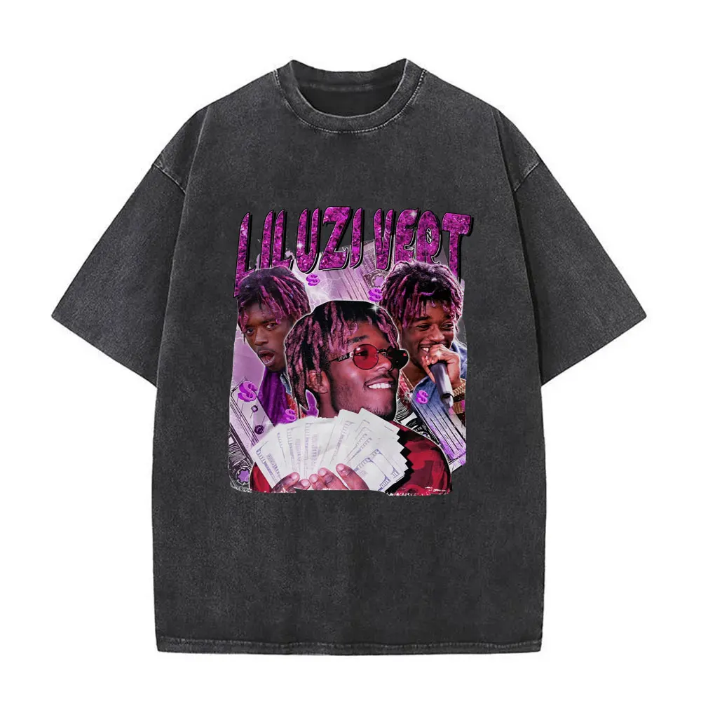 

Rapper Lil Uzi Vert Vintage Washed T Shirts Men's Women Hip Hop Short Sleeve Oversized Streetwear Fashion T-shirts Tops Unisex