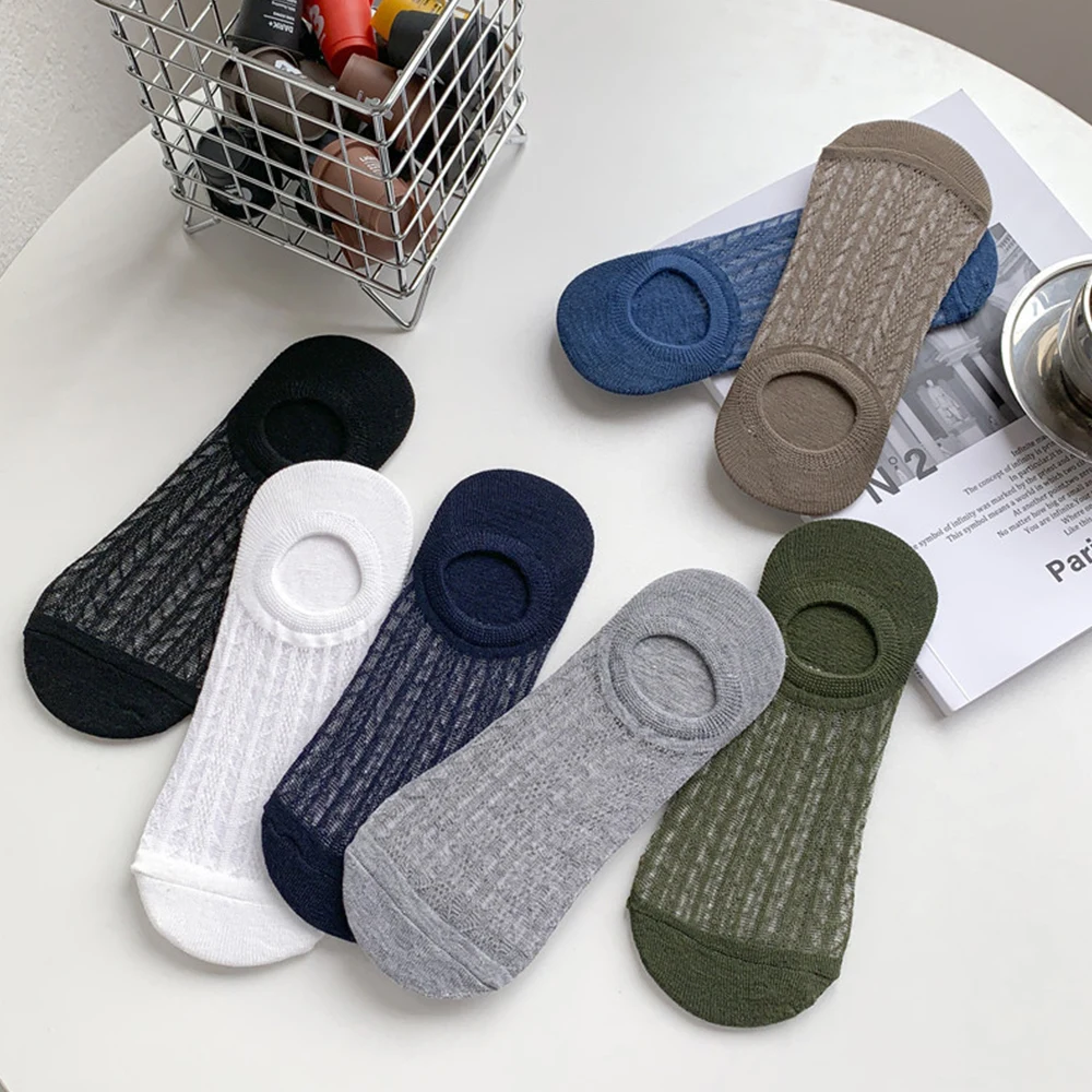 Breathable Ankle Socks Men\'s Socks Invisible Comfortable Socks Boat Sock Mesh Fashion Casual Hosiery Thin Solid Color Foot Socks