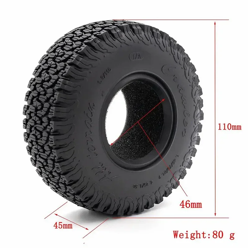 RC Tires 1.9inch 4Pcs RC Rubber Tyre Set Wheel Tires for 1:10 RC Crawler Axial SCX10 90046 SCX10 III AXI03007 Tamiya CC01 D90 Y8