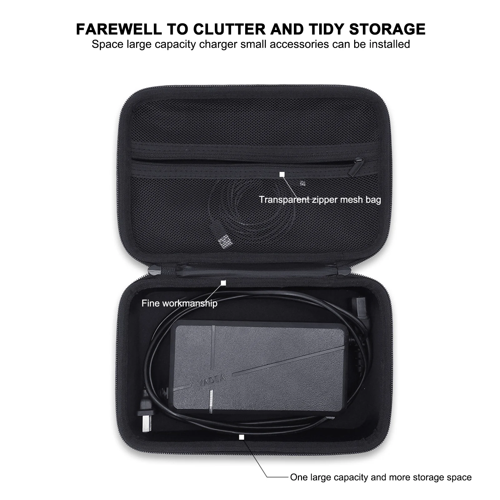 Hard EVA Case Storage Bag Impact Resistant Travel Motorcycle Charger Storage Bag Portable Cable Storage Bag Black Impact