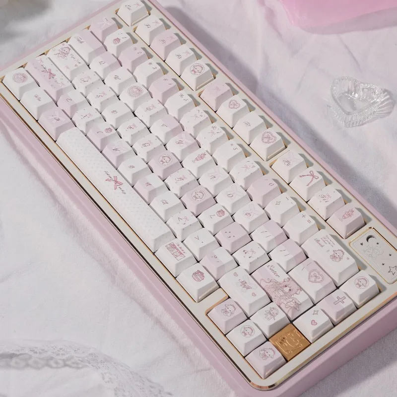 Pink White Lamb Theme Keycaps Set Customized PBT Sublimation Cherry Profile Keyboard Cap for Mechanical Keyboard Accessories DIY