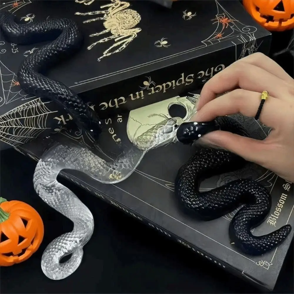 Transparent Snake Squeezing Simulation Soft Rubber Snake-Shaped Ornament Smooth Elastic Texture Fake Snake Prank Party Gags