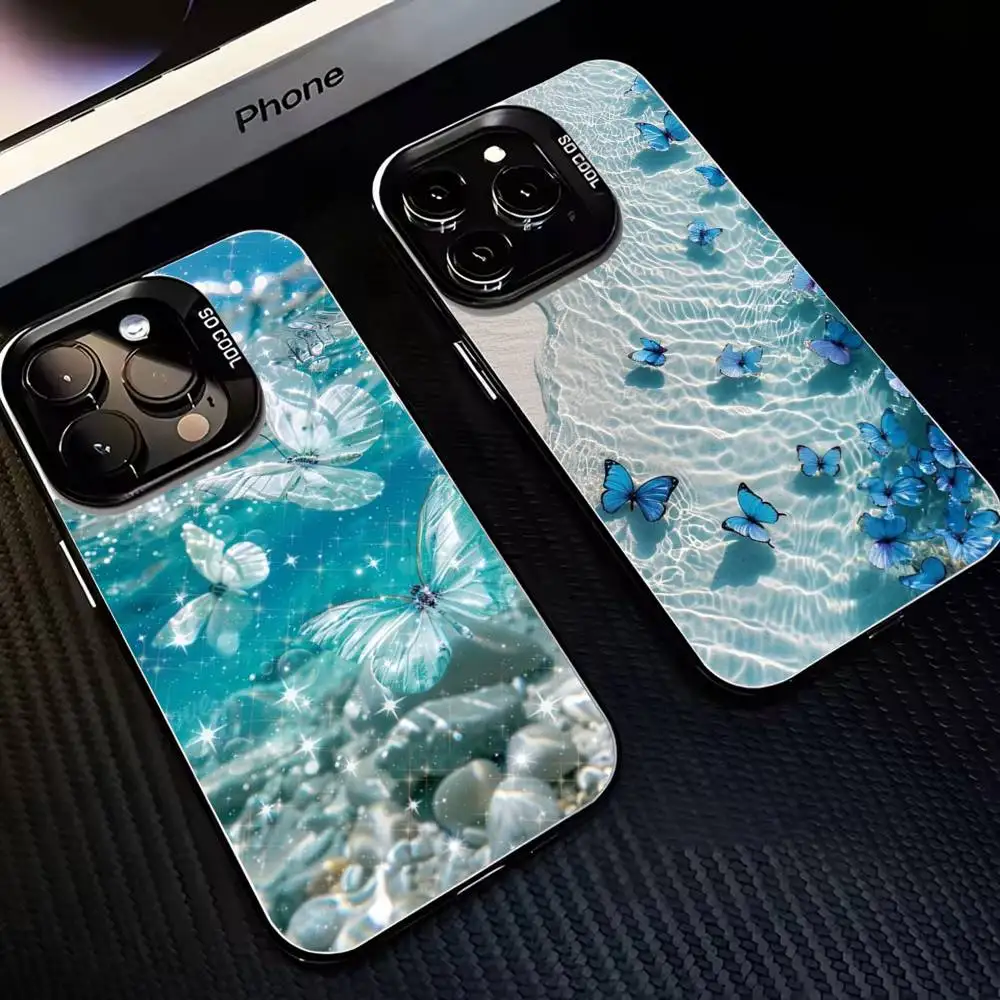 

Fantasy Ethereal Butterflies Water Phone Case For iPhone17,16,15,14,13,12,11 Plus,Pro Max Black Matte Shockproof Cover