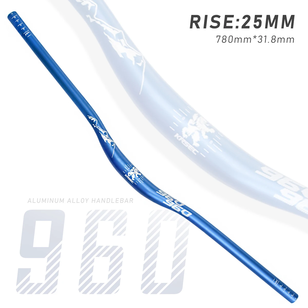 KRSEC 31,8 mm Mountainbike-Lenker, Fahrrad-Riser-Lenker aus Aluminiumlegierung, 25 mm Aufstieg, 780 mm Länge, Lenker mit stumpfem Politur