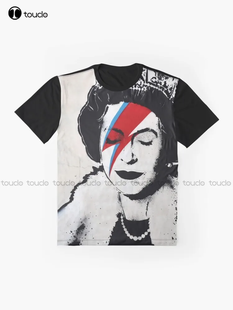 Banksy Uk England Queen Elisabeth Rockband Face Makeup Original Hd Graphic T-Shirt Digital Printing Tee Shirts Streetwear Unisex