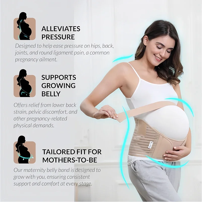 Breathable Maternity Belly Support Belt Adjustable Waist Care Abdomen Support Belly Band Back Brace for Pregnant Women