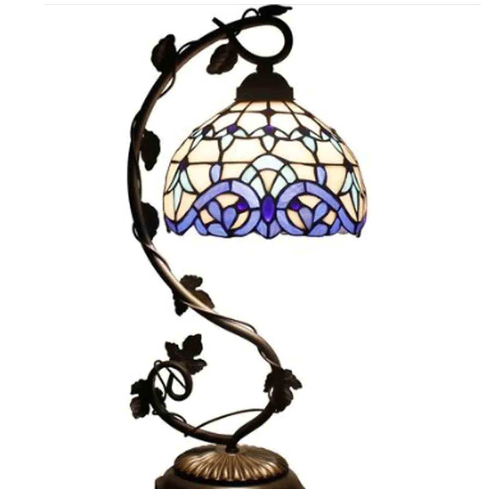 8 Inch 20cm Stained Glass Shade Tiffany Vintage Desk Lamp