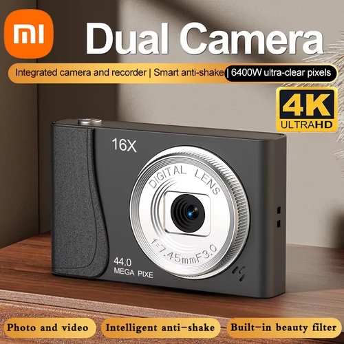 Xiaomi-cámara Digital 4K para viaje, cámara Dual para Selfie, 64 megapíxeles, Zoom HD 16X, fotografía, Mini cámara Retro, Campus para niños