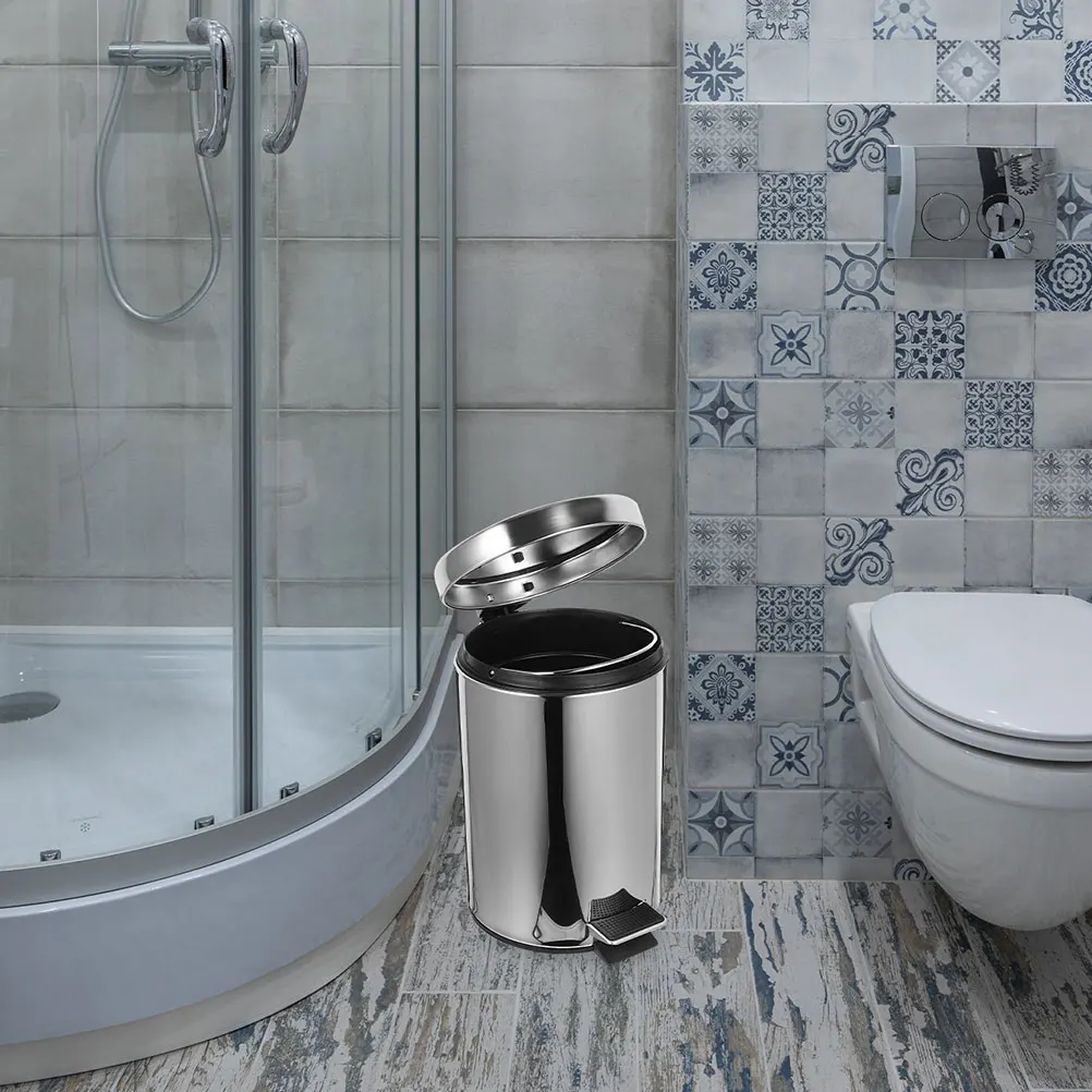 

Pedal Trash Can for Bathroom Kitchen Garbage Stainless Steel Waste Bin Bedroom 410