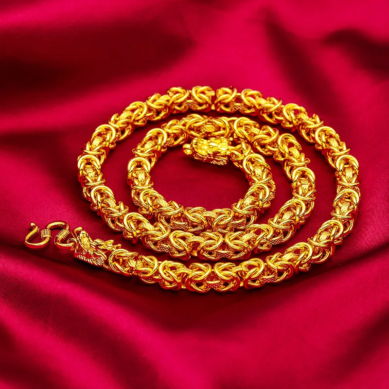 

Вьетнамское песочное золотое ожерелье, кран, тканевый узор, мужские властные позолоченные украшения ручной работы для подарка парню