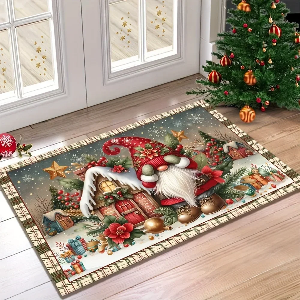Dwarf Christmas welcome door mat is suitable for home decoration bedroom room bathroom kitchen floor mat soft and non-slip