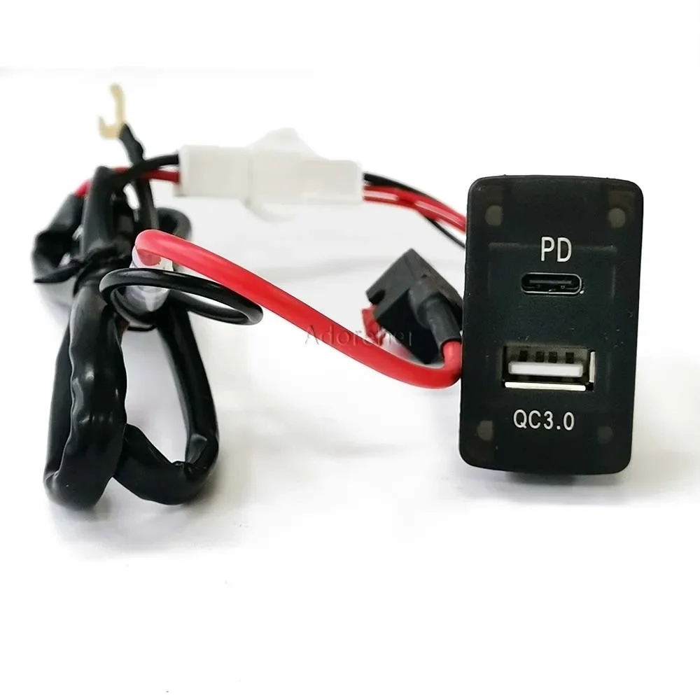 

For Honda Fit 08-13 Accessories Car Dual USB PD Charger Socket Fast Charge QC3.0 Phone Charge Adapter
