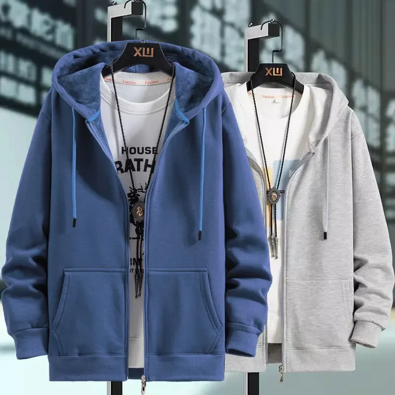 سترة فضفاضة للرجال بغطاء للرأس بسحاب سترة ربيع الخريف على الطراز الأمريكي ملابس رياضية للزوجين ملابس خارجية غير رسمية مقاس كبير #1