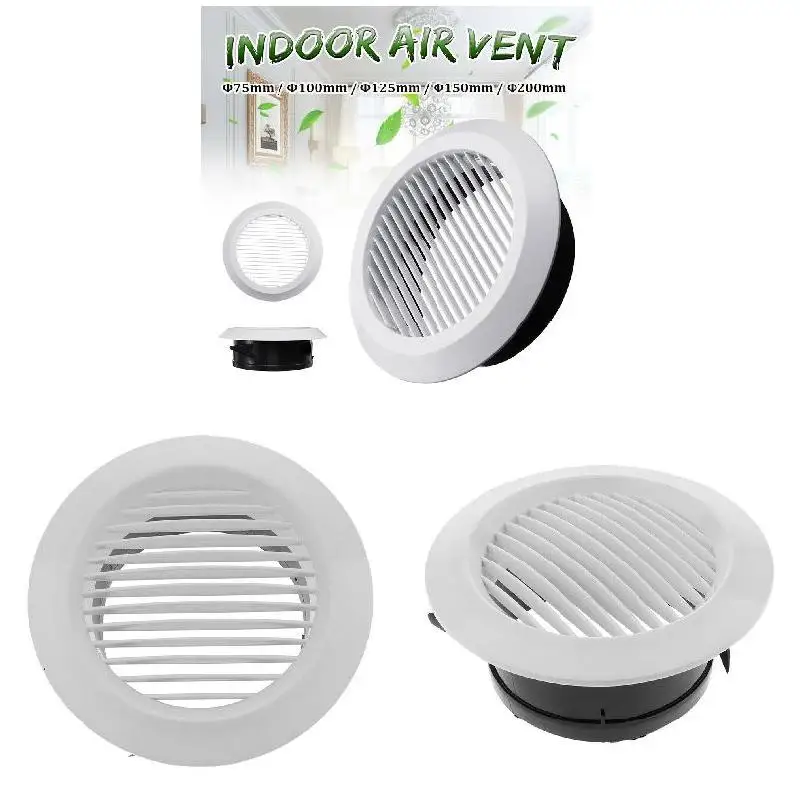 75/100/125/150/200mm Air Vent Grille Circular Indoor Ventilation Outlet Duct Pipe Cover Cap For Bathroom Kitchen Office Tool New