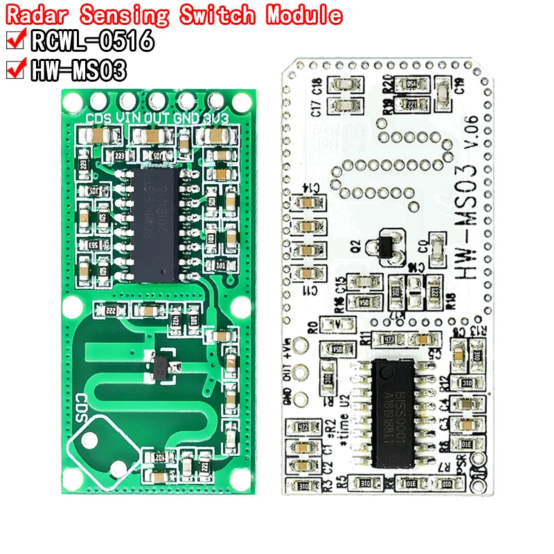 Motion Radar Sensor HW-MS03 2.4GHz to 5.8GHz Human Body Induction Switch RCWL-0516 Microwave Radar Sensor Module for Arduino Diy