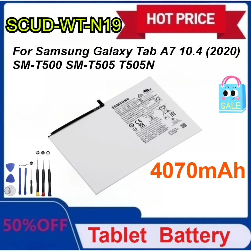 

New Tablet Battery SCUD-WT-N19 7040mAh Battery for Samsung Galaxy Tab A7 10.4 (2020) SM-T500 SM-T505 T505N with Tools