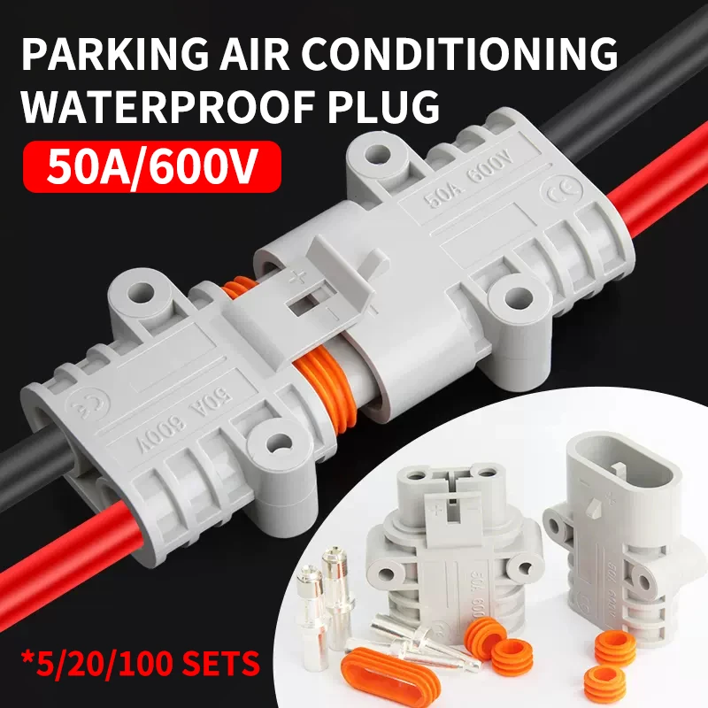 

5/20/100Set Anderson Style 50a Parking Air Conditioner Male And Female Butt Plug Connector 24v/12v Electric High Current