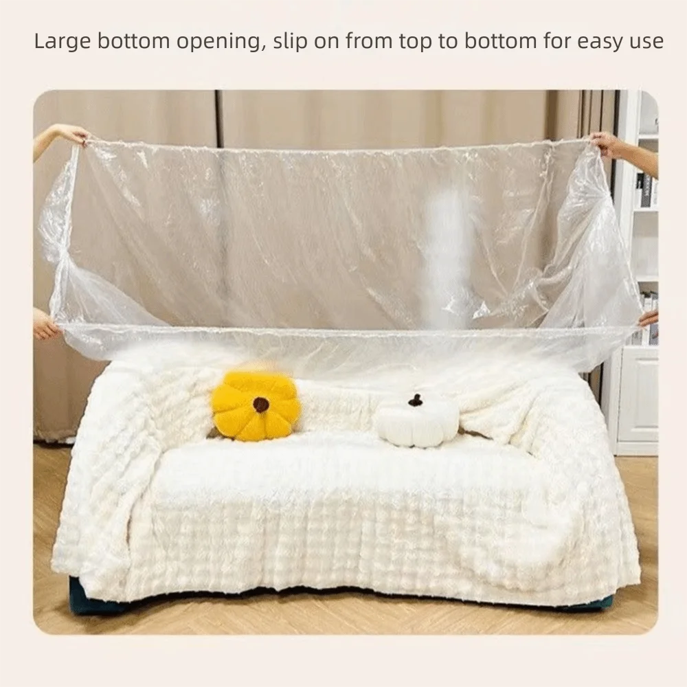 3Pcs Transparent Disposable Bed Dust Cover Waterproof Elastic Edges Furniture Protection Thick Plastic Full Wrap