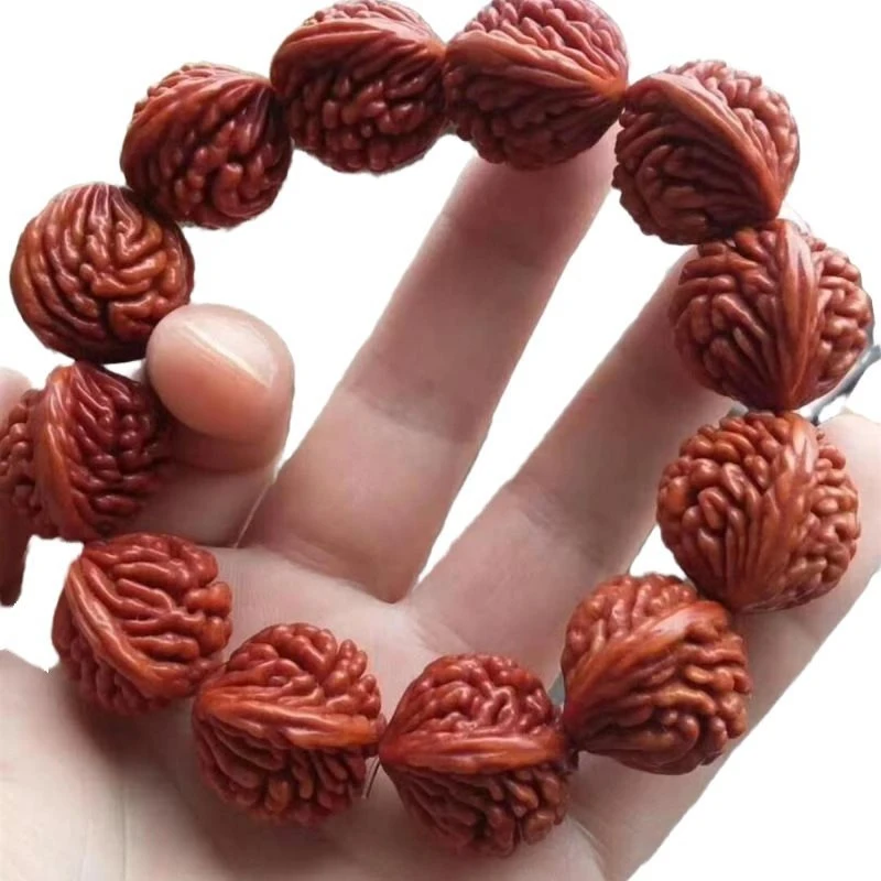Qinling wild dragon-patterned walnut bracelet, Tyrannosaurus rex design, natural walnut deep-patterned bracelet accessory for me