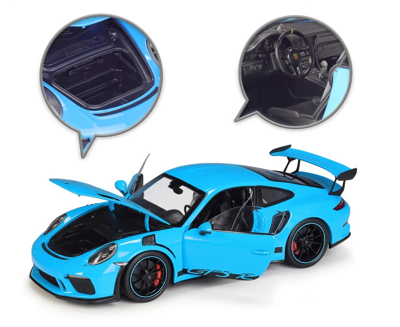 Porsche 911 GT3 RS Welly Diecast 1:18 Scale Model Car High Simulator Sports Car Metal Alloy Toy Car For Children Gift Collection