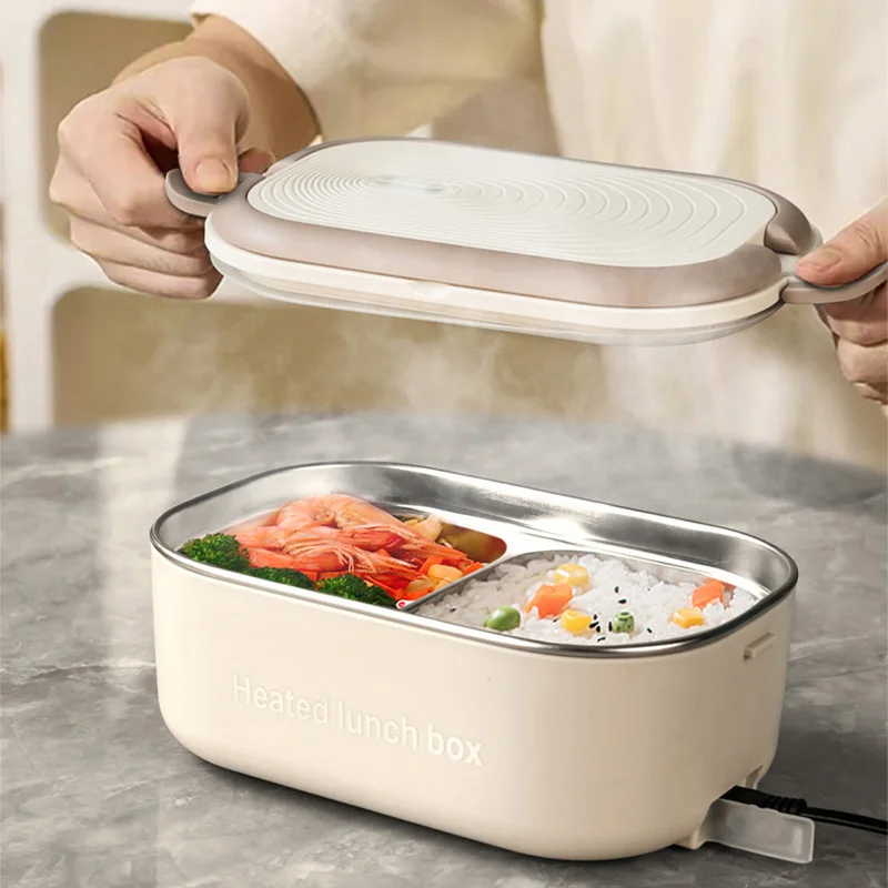 Portable Electric Heating Lunch Box Stainless Steel Constant Temperature 1L School Office Plug-In Heated Insulated Lunch Box