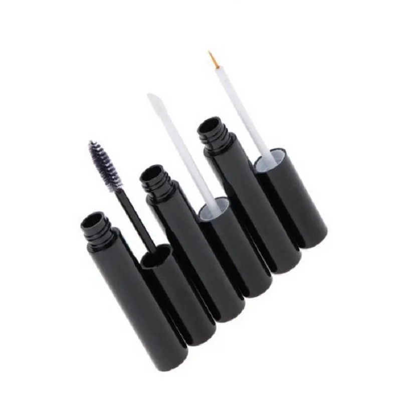 

10ML Empty Round Glossy Black Lip Gloss Container Refillable Bottles Plastic Cosmetic Packaging Mascara Eyeliner Tube 50pcs