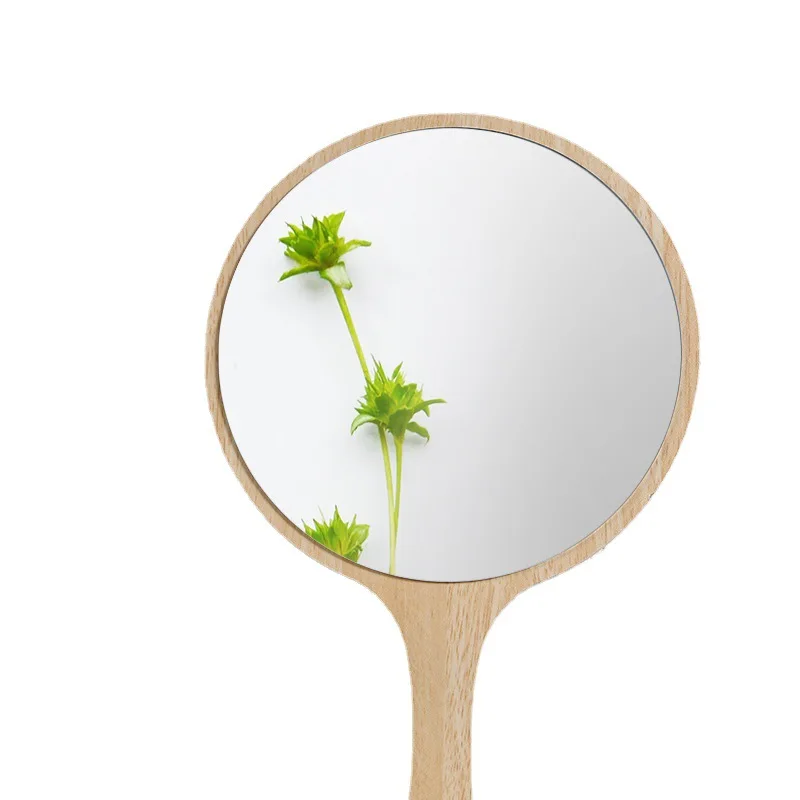 Beauty Salon Mirror Makeup Mirror Ladies Holding Mirror Embroidered Special Small Hand Wooden Makeup Mirrors Handle