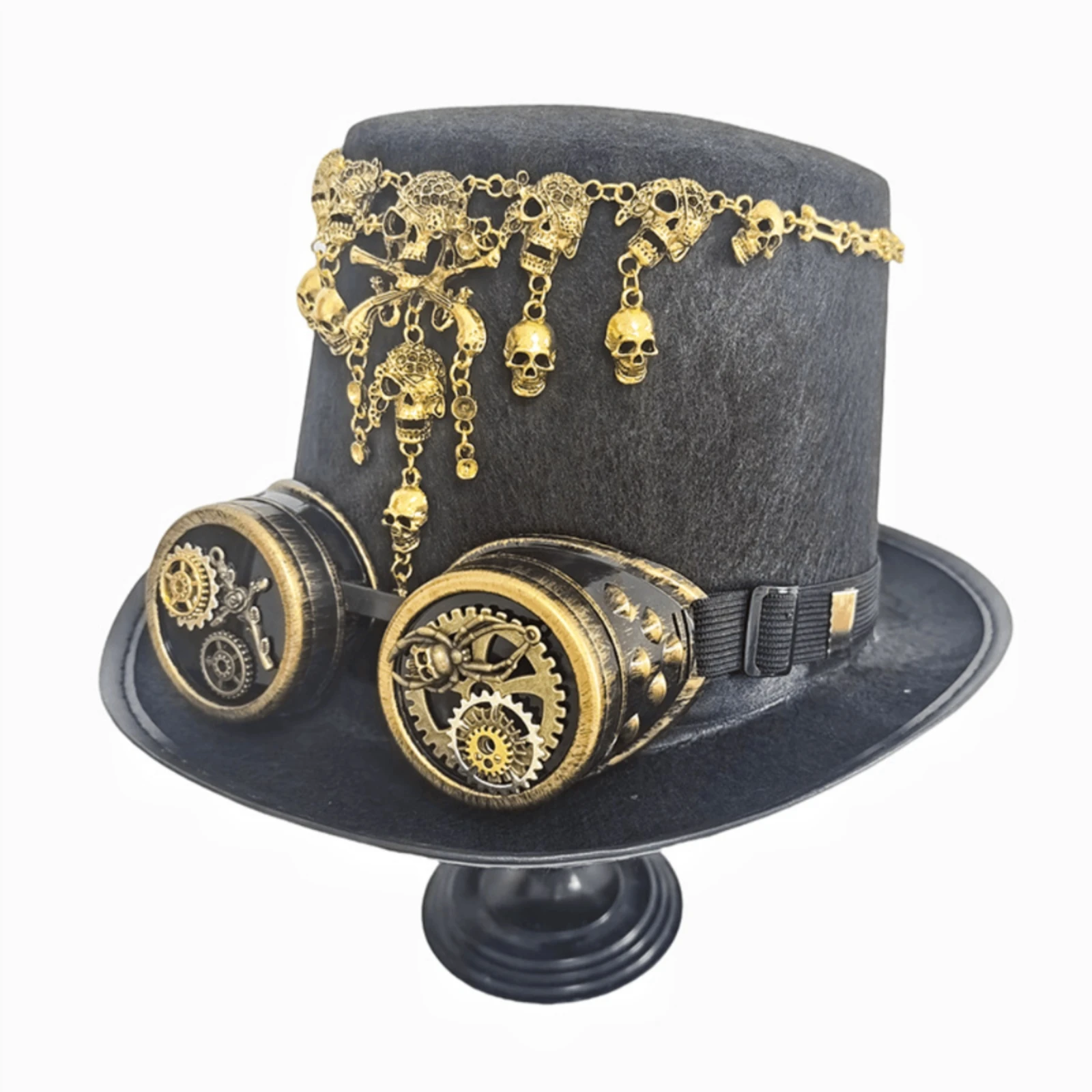 

Gothic Steampunk Hat Metal Ornaments Steampunk Top Hat Headwear Gender-Neutral