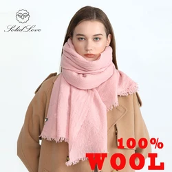 WOOL solid women winter cashmere fashion men thick luxury shawl