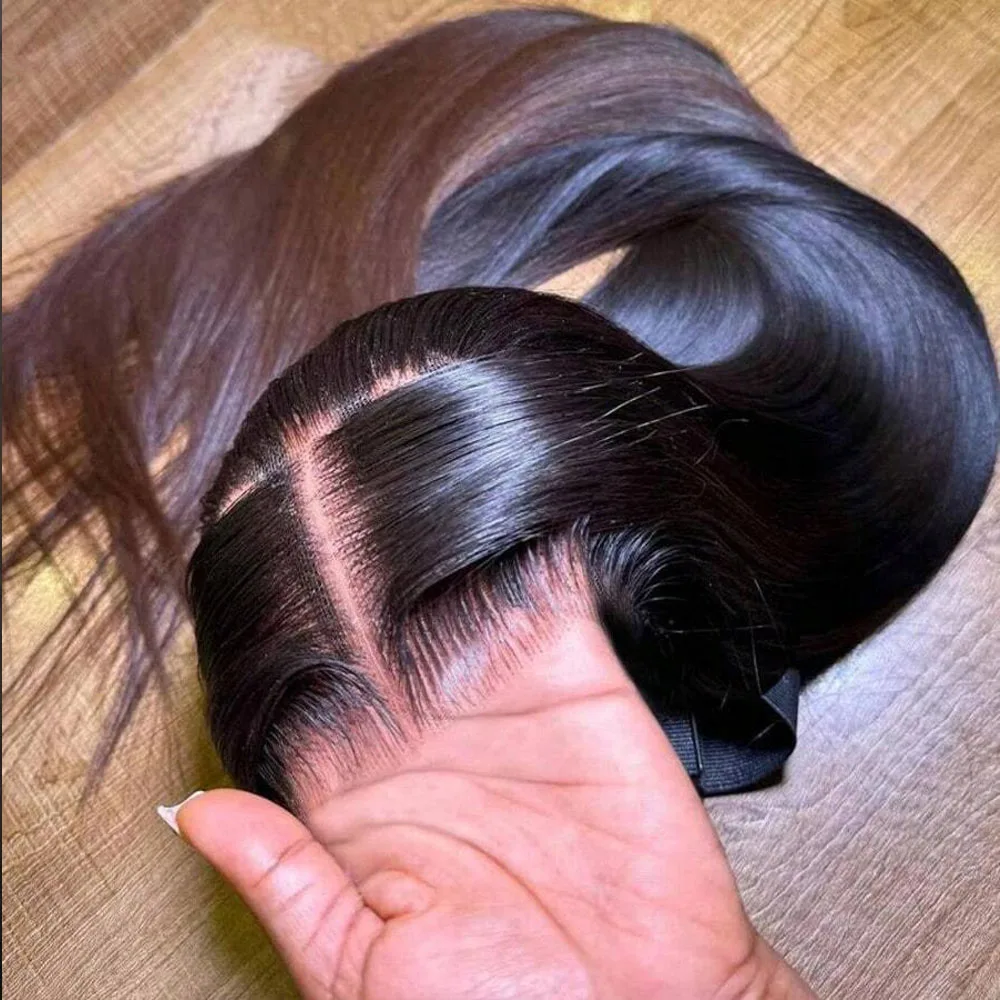 250% densité 40 pouces 13x4 13x6 dentelle avant perruques cheveux humains pré plumés avec des cheveux de bébé Transparent os droite dentelle frontale perruques