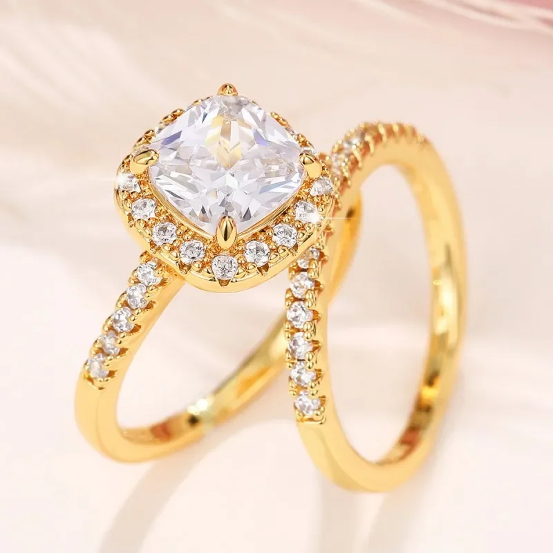 18K Rose Gold Lab Diamond Finger Ring sets 925 Sterling Silver Party Wedding band Rings for Women Men Engagement Jewelry Gift