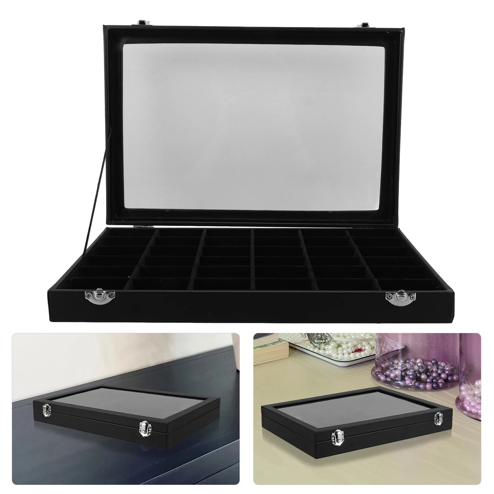 

Stable Material Rock Collection Display Case 36 Section Rock Storage Box For Jewelry Watches Collectibles Storage Organizer Rack