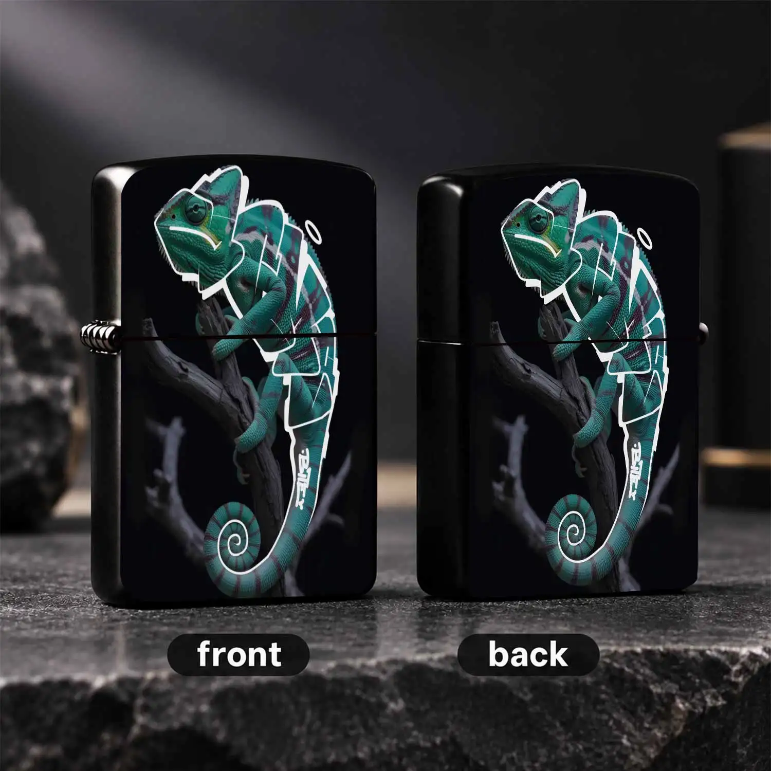 Stylish Art Line Chameleon Creative Portable Lighter Suitable for Daily Outdoor Camping Multi Scenarios Unique Texture Decor Exudes Distinct Vibe Ideal as a Tasteful Personal Item or Exquisite Trendy Practical Gift for Your Friends and Fam