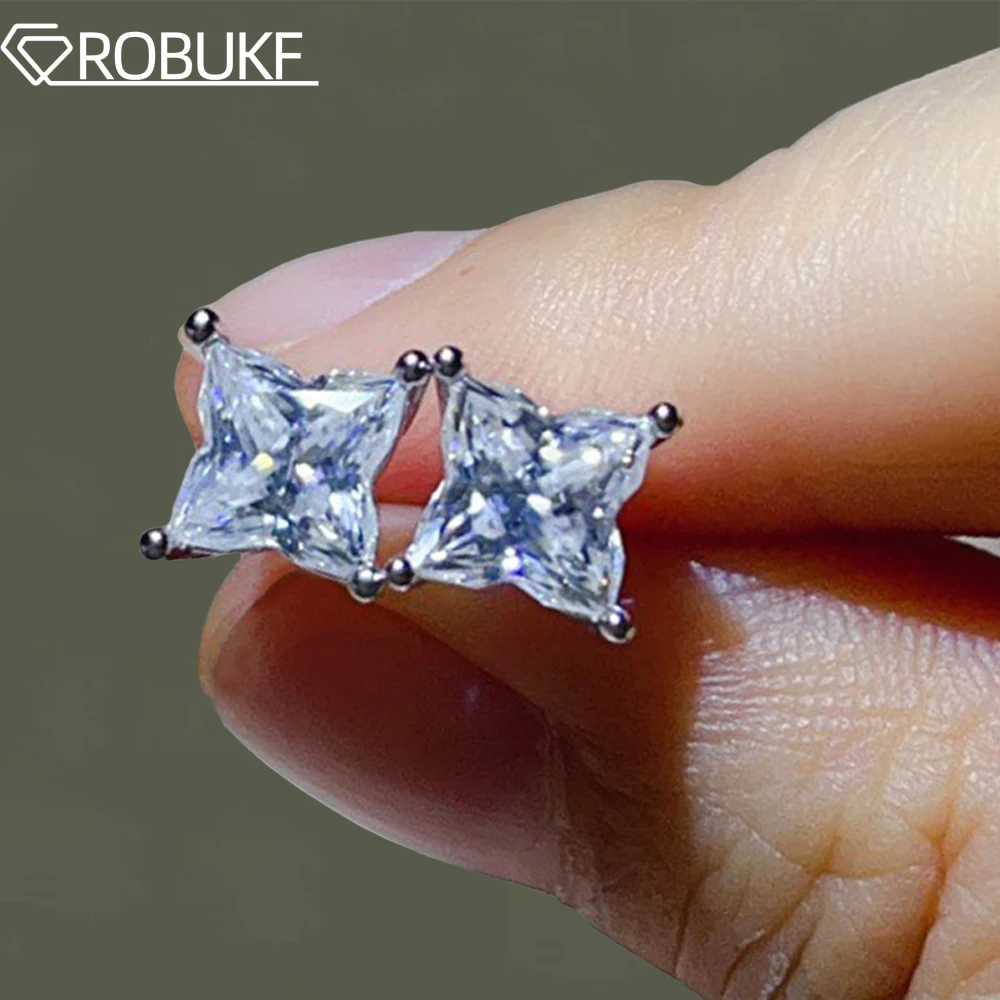 

Серьги-гвоздики с муассанитом 0.8cttw/1.6cttw с огранкой Lily Cut для женщин, имитация бриллианта, серебро 925 пробы, свадебные украшения с сертификатом