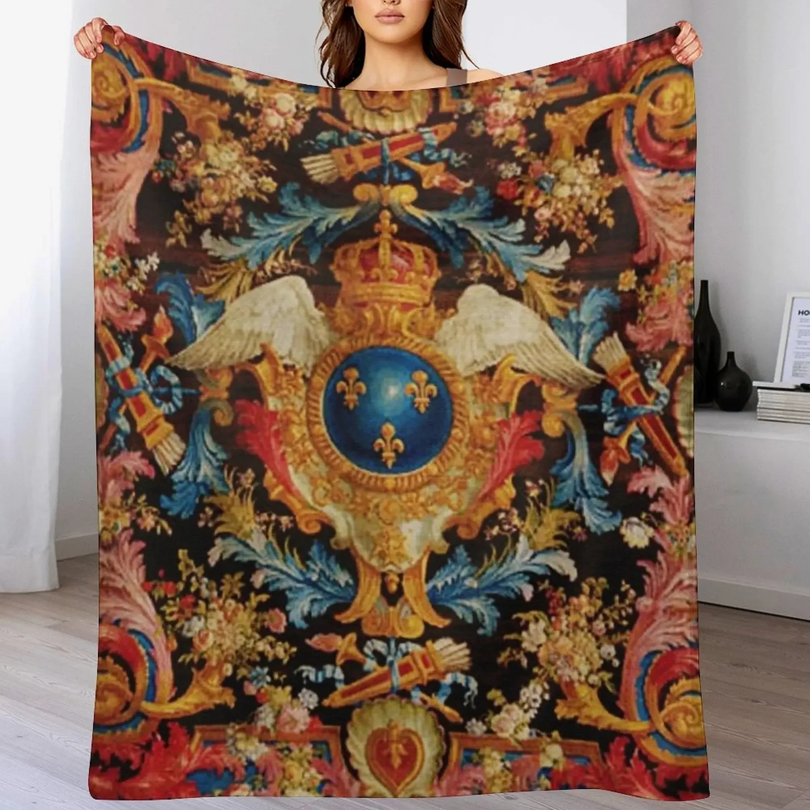 

Louis XV Savonnerie French Carpet Print Throw Blanket Hairy Shaggy Fashion Sofas Weighted Blankets