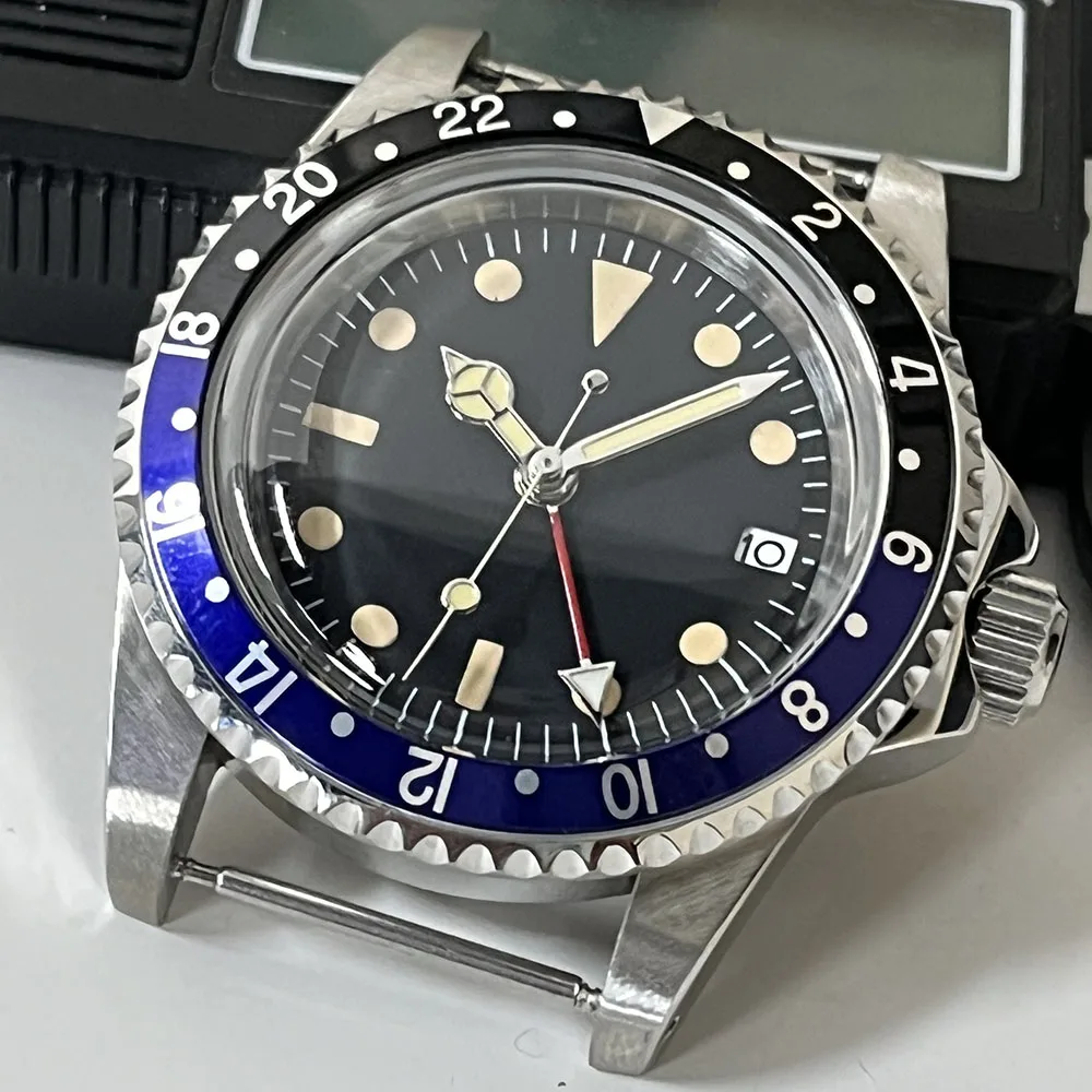 Multicolor circle GMT Men\'s, one-way bezel Waterproof Luxury Men\'s 39.5mm domed glass Mechanical Clock Dive NH34 Automatic watch