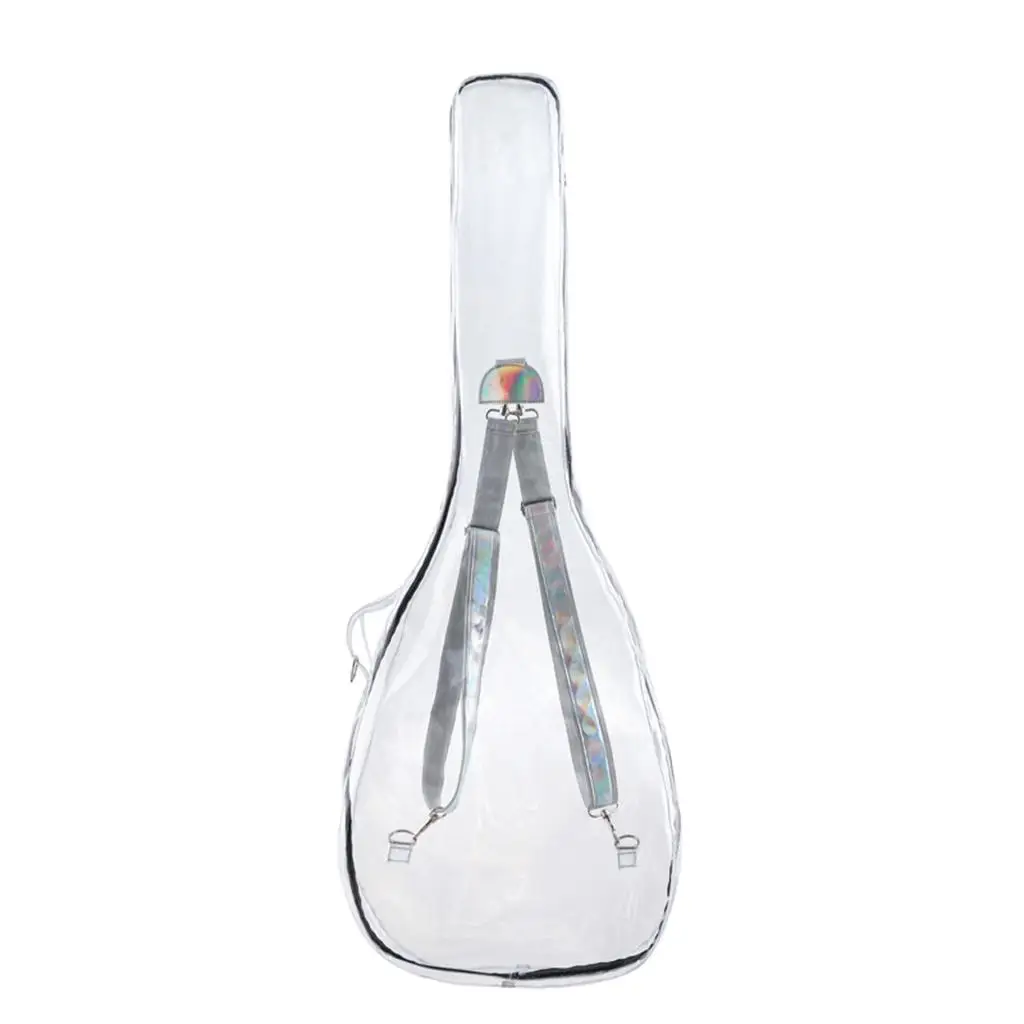 Transparent Acoustic Guitar Bag PP Polypropylene Soft Case Guitar Backpack Gigbag with Pocket for 39 40 41 Inch