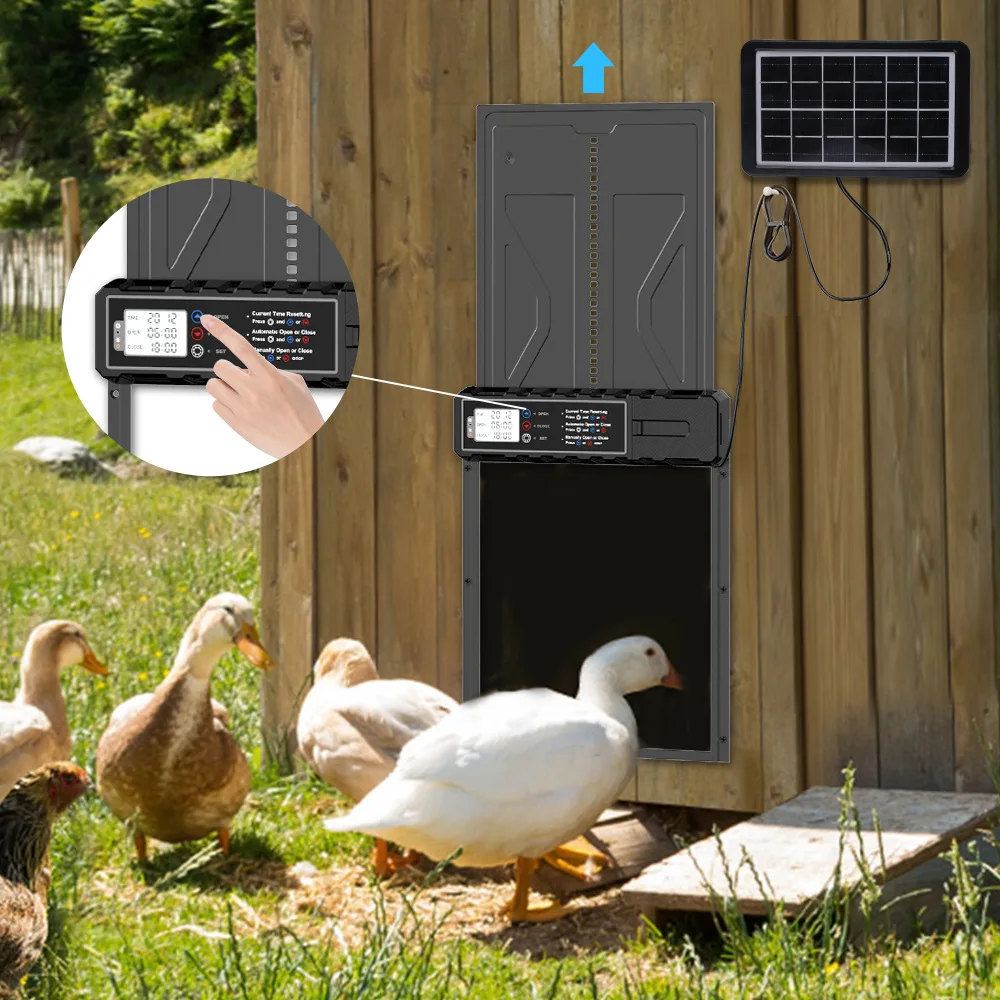 Timed Chicken Coop Automatic Induction Door Aluminum Alloy with Display Screen Solar Chicken Coop Electric Door Pet Products