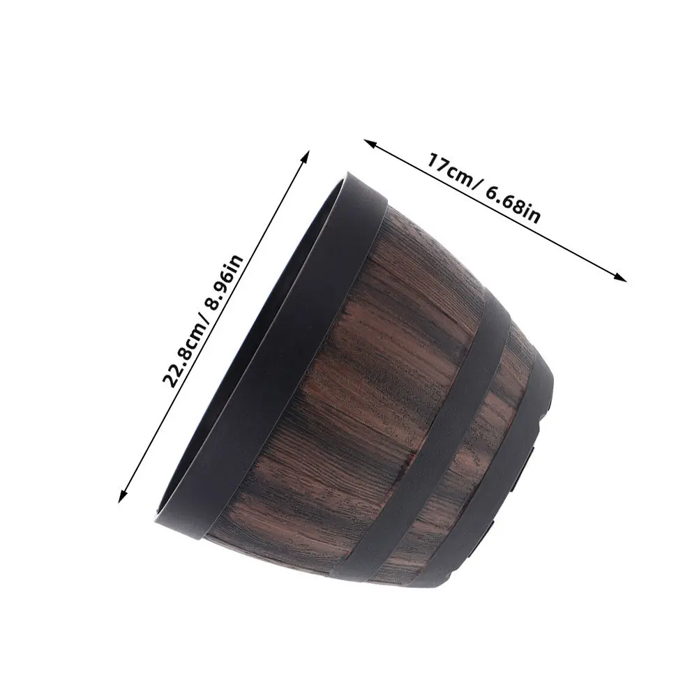 Creative Plastic Imitated Wood Planter Large Size Fake Wood Grain Flower Pot for Courtyard Garden Bonsai Succulent Display