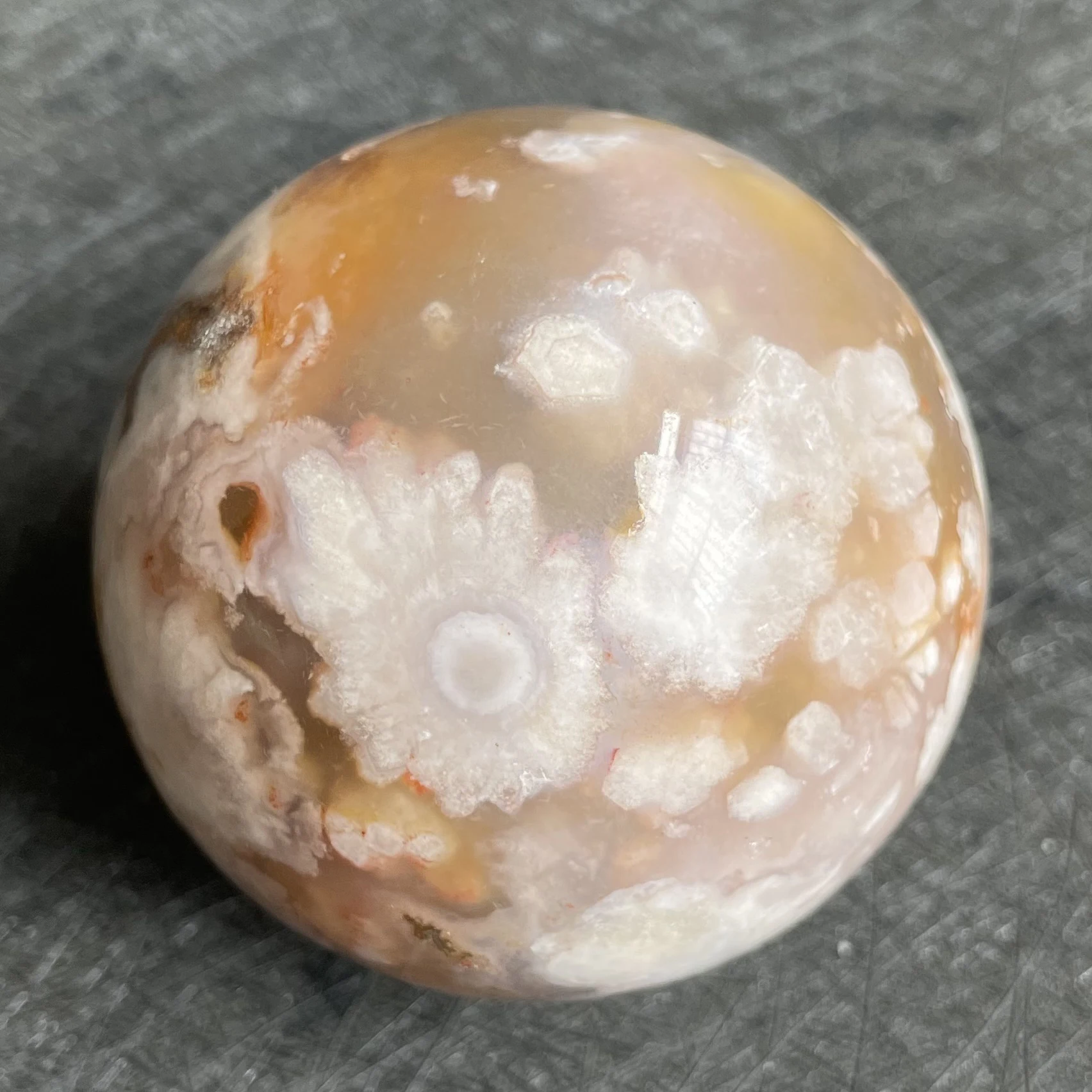 

231g Natural Crystal Ball Sakura Agate Sphere Rock Decoration Rough Polished Quartz Stone Healing