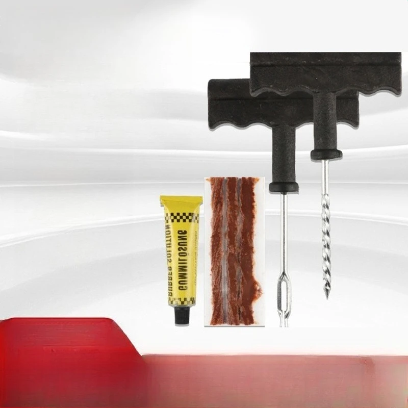 Motorcycle Truck Quick Tire Repair Accessories Car Tire Repair Tool Kit with Rubber Strip Tubeless Tire Puncture Bolt Plug Set