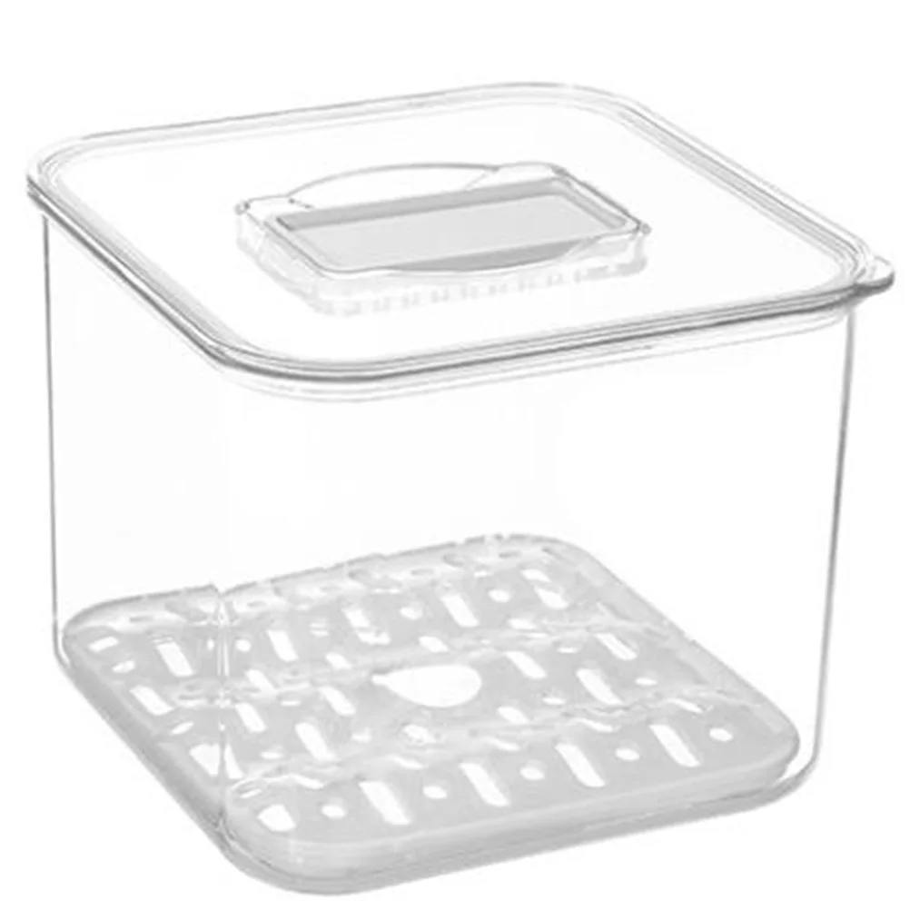 

1pc Fruit Vegetable Freshness Box Premium Stackable Storage Container With Bottom Filter Design For Refrigerator Kitchen