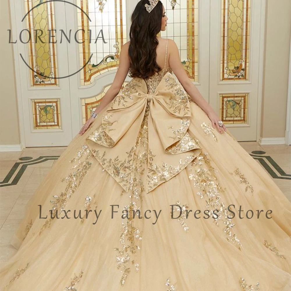 سباركلي زين فساتين Quinceanera السباغيتي حزام الحلو 16 عيد ميلاد فستاين سهرة/فساتين الحفلات مخصص القوس الفاخرة فستان فوشيا quince