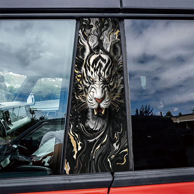 

2 штуки наклеек на центральные стойки автомобиля, защитная пленка White Tiger, устойчивые к царапинам наклейки.