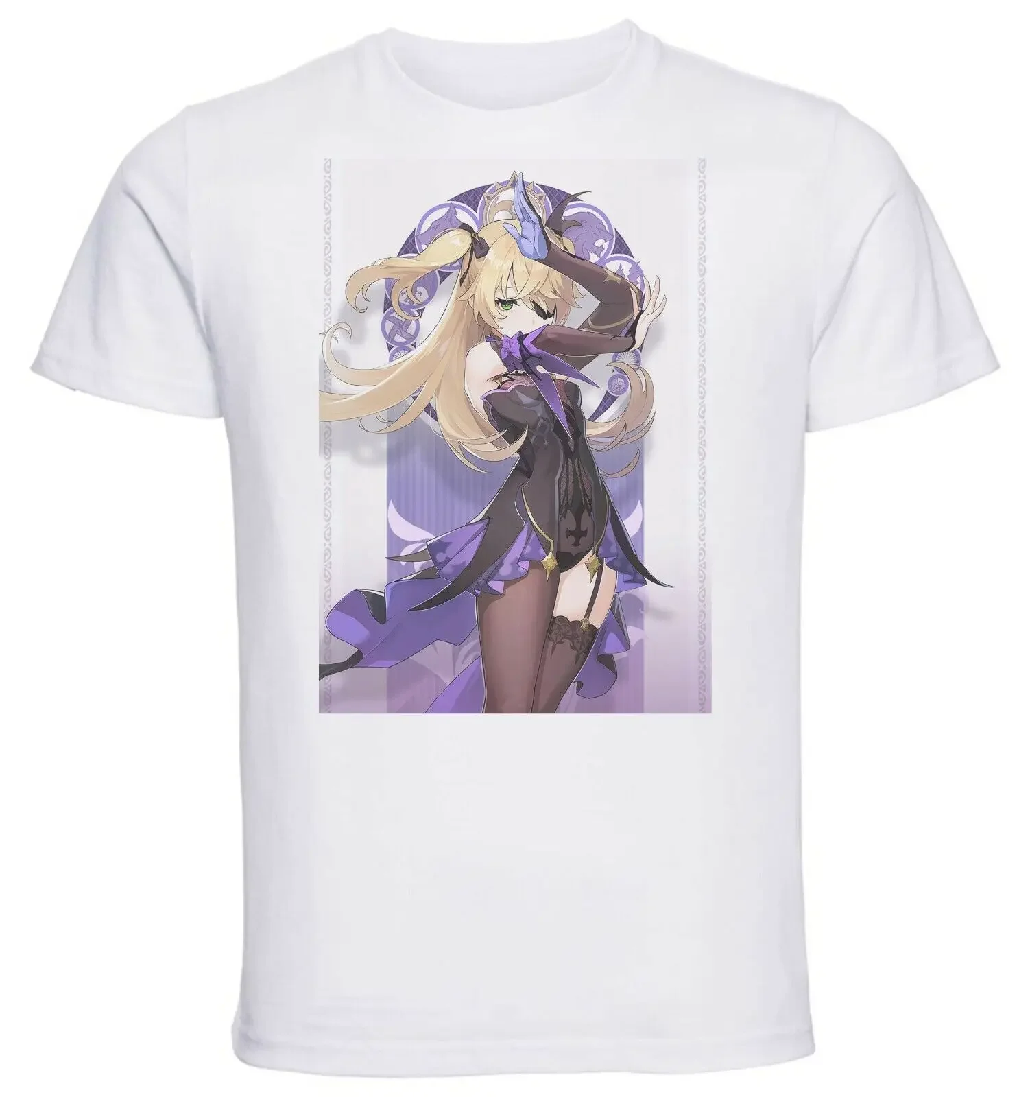 White T-Shirt Jersey Bianca Video Game Genshin Impact Fischl-