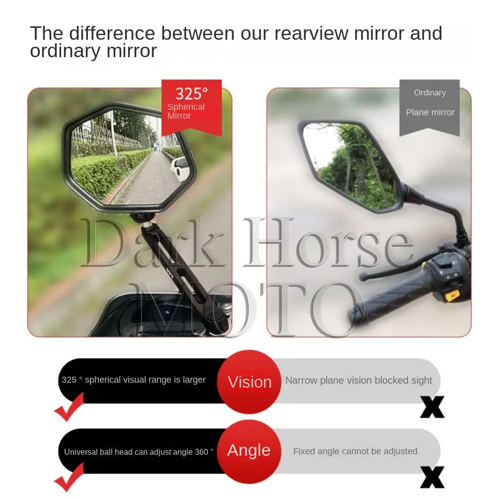 Motorcycle Rearview Mirror Large Field Of View Super Wide-Angle Modified Reflector FOR ZONTES ZT 125-G2 G2-125 155-G2 G2-155